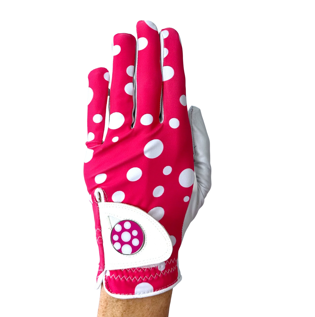 LADIES GOLF GLOVE - POLKADOTS