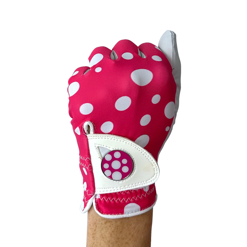 LADIES GOLF GLOVE - POLKADOTS