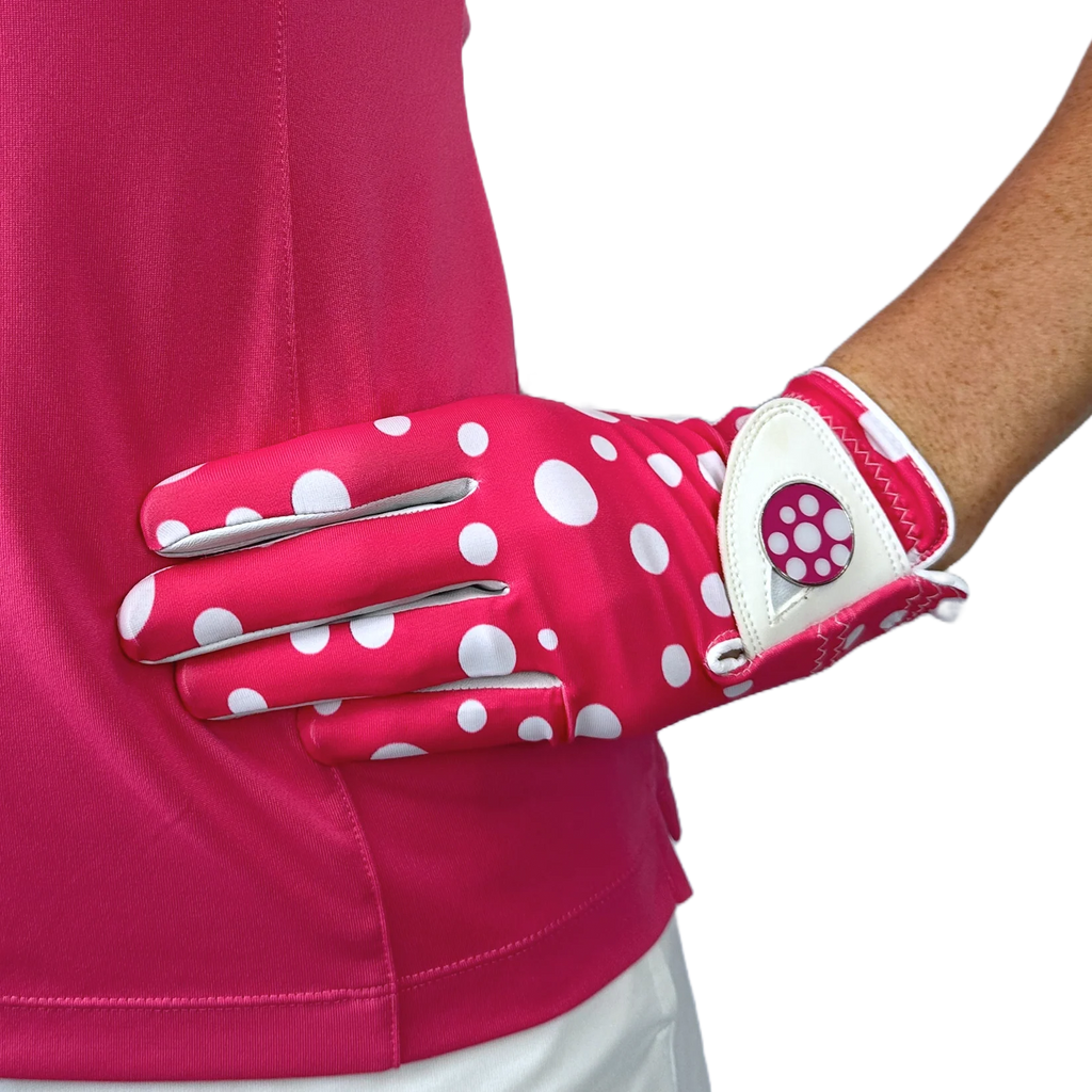LADIES GOLF GLOVE - POLKADOTS