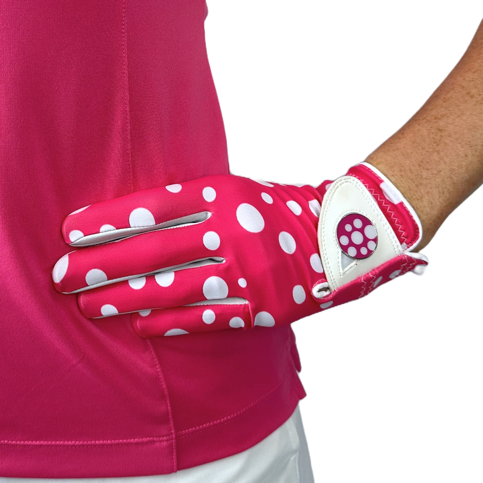 LADIES GOLF GLOVE - POLKADOTS